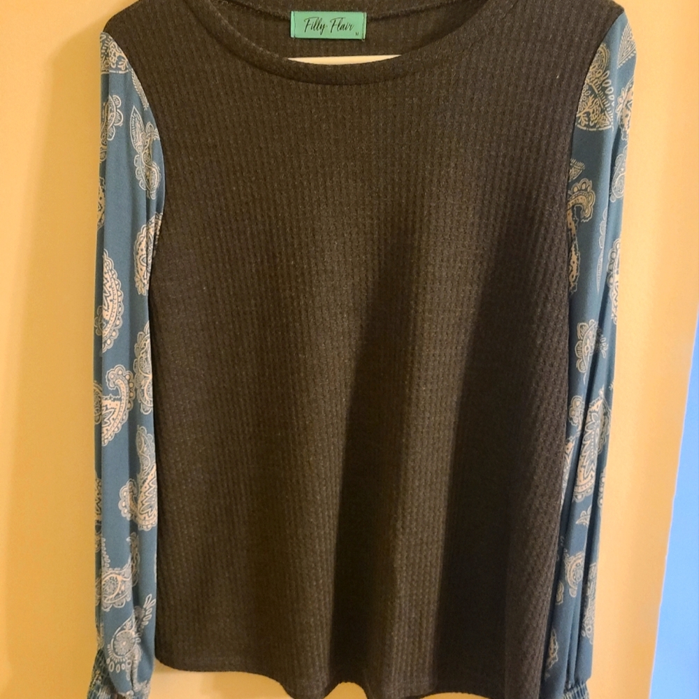 Long sleeve waffle knit